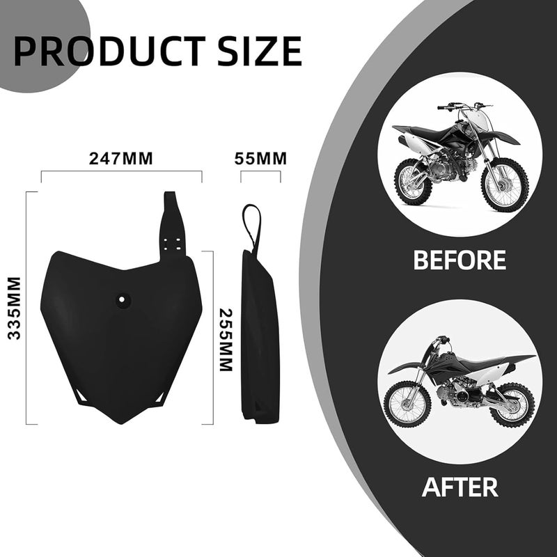 BAOUFF Plastics Kit for KLX110,Dirt Bike Fairing Body Work Set Mudguard with Number Plate for Pit Bike KLX 110 2010-2025/KLX 110L 2010-2024 Black - Image 3